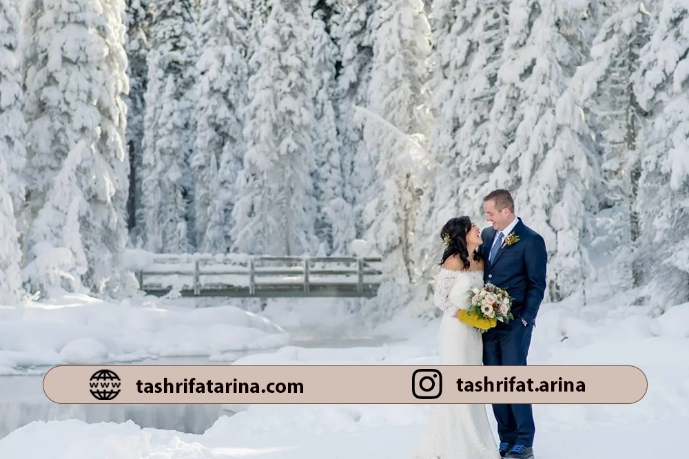 عروس و داماد در فصل زمستان