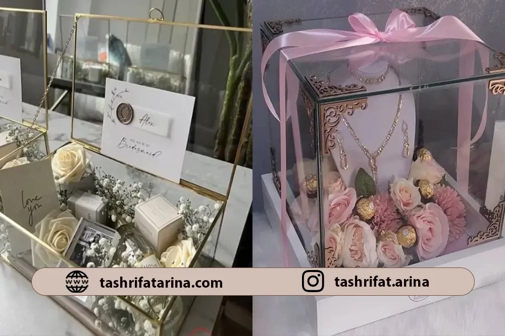 تزیین طلا در باکس شسشه ایی