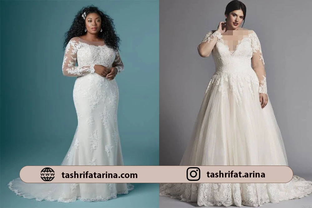 2 مدل لباس برای عروس سایز بزرگ با بقه های مناسب